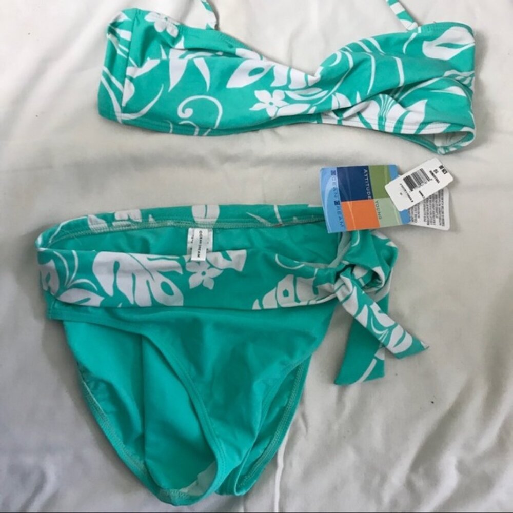 Ocean Dream NEW Tropical Floral Bikini 2 Piece Bathing Suit Tankini Swim  10 14